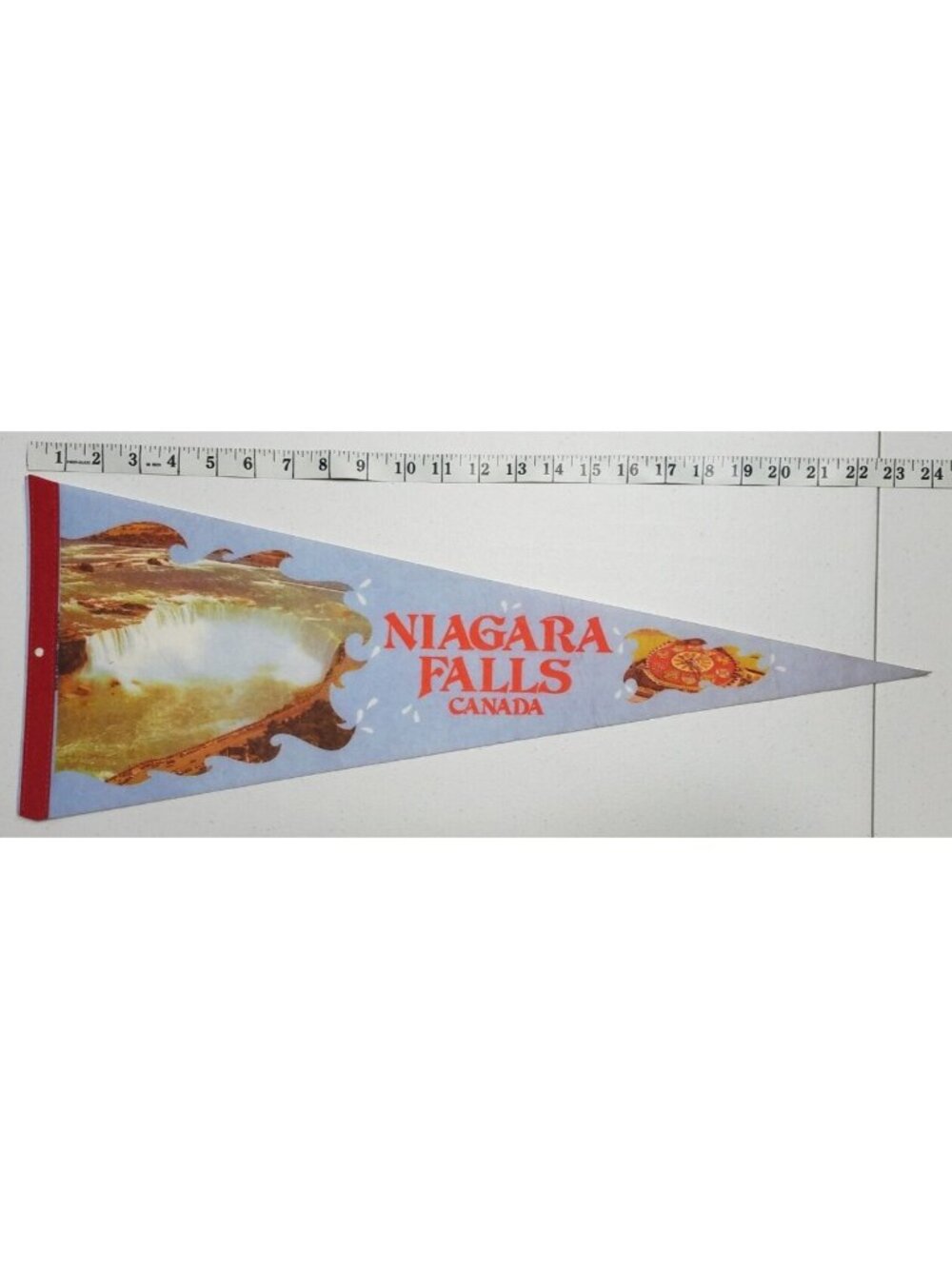 Vintage Felt Pennant Niagara Falls Canada Souvenir Travel Collectible Blue & Red
